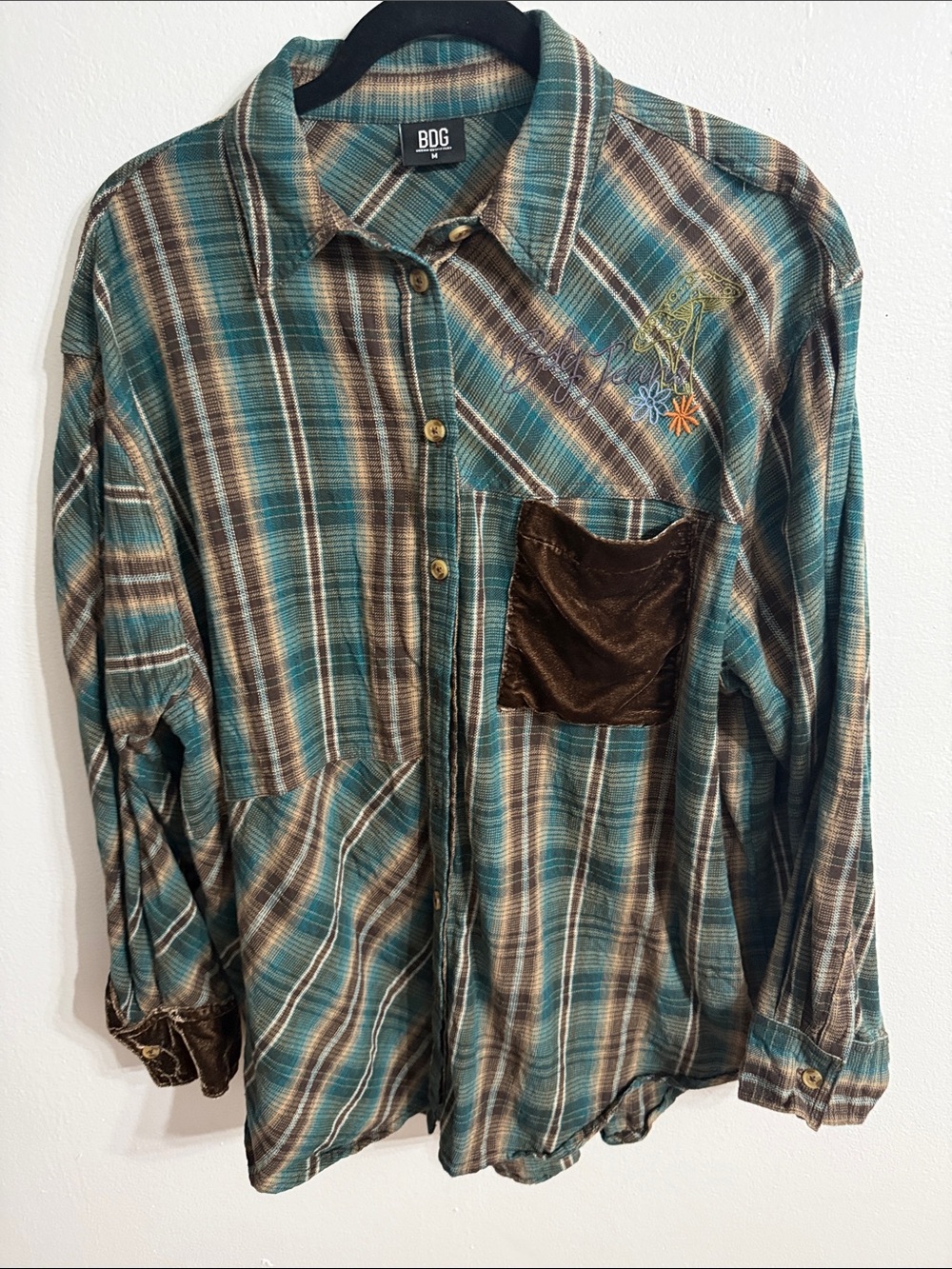 BDG Urban Outfitters Kit Patchwork Flannel Button Front Top SZ M